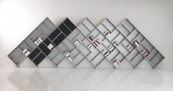 Bookcases in Pyramid Shaped by Fitting