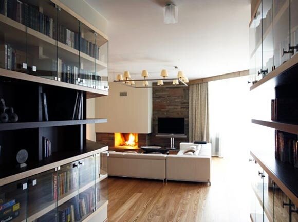 Book Cases view - Interior Apartment by Andrey Zharnitsky Studio Apartment Interior by Andrey Zharnitsky Studio by Andrey Zharnitsky Studio