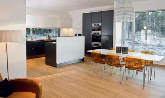 Kitchen Design Villa Nielsen with Modern Interior in Forest Edge by Willa Nordic