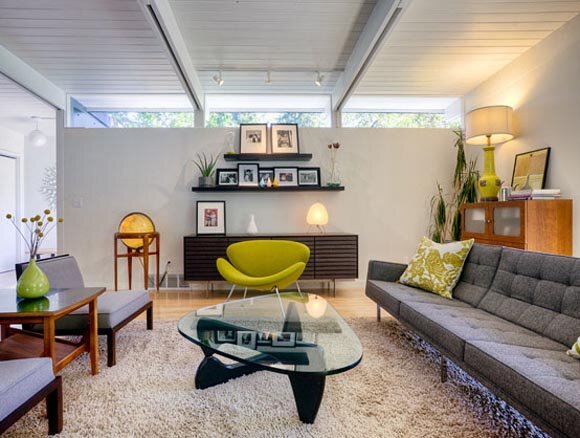 Laurelhurst Residence - Family Room view Mid-Century Modern Interior Design - Laurelhurst Residence