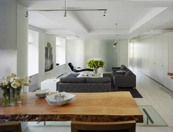custom dining table by Miya Shoji and Interiors White Space-Ash 4 Ways Apartment in New York by HMA