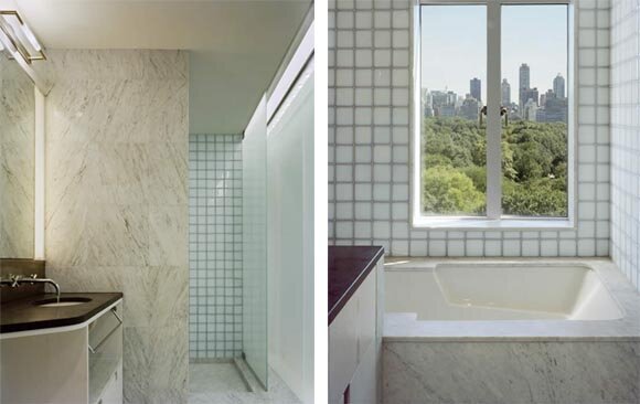 two bathroom views White Space-Ash 4 Ways Apartment in New York by HMA