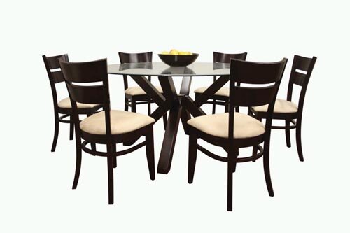 Modern round glass dining table with six chairs Arrange Dining Room with Modern Round Dining Table