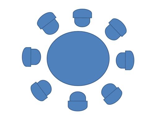 Round dining table with eight chairs Arrange Dining Room with Modern Round Dining Table