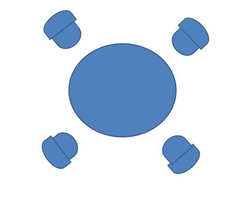 Round dining table with four chairs Arrange Dining Room with Modern Round Dining Table